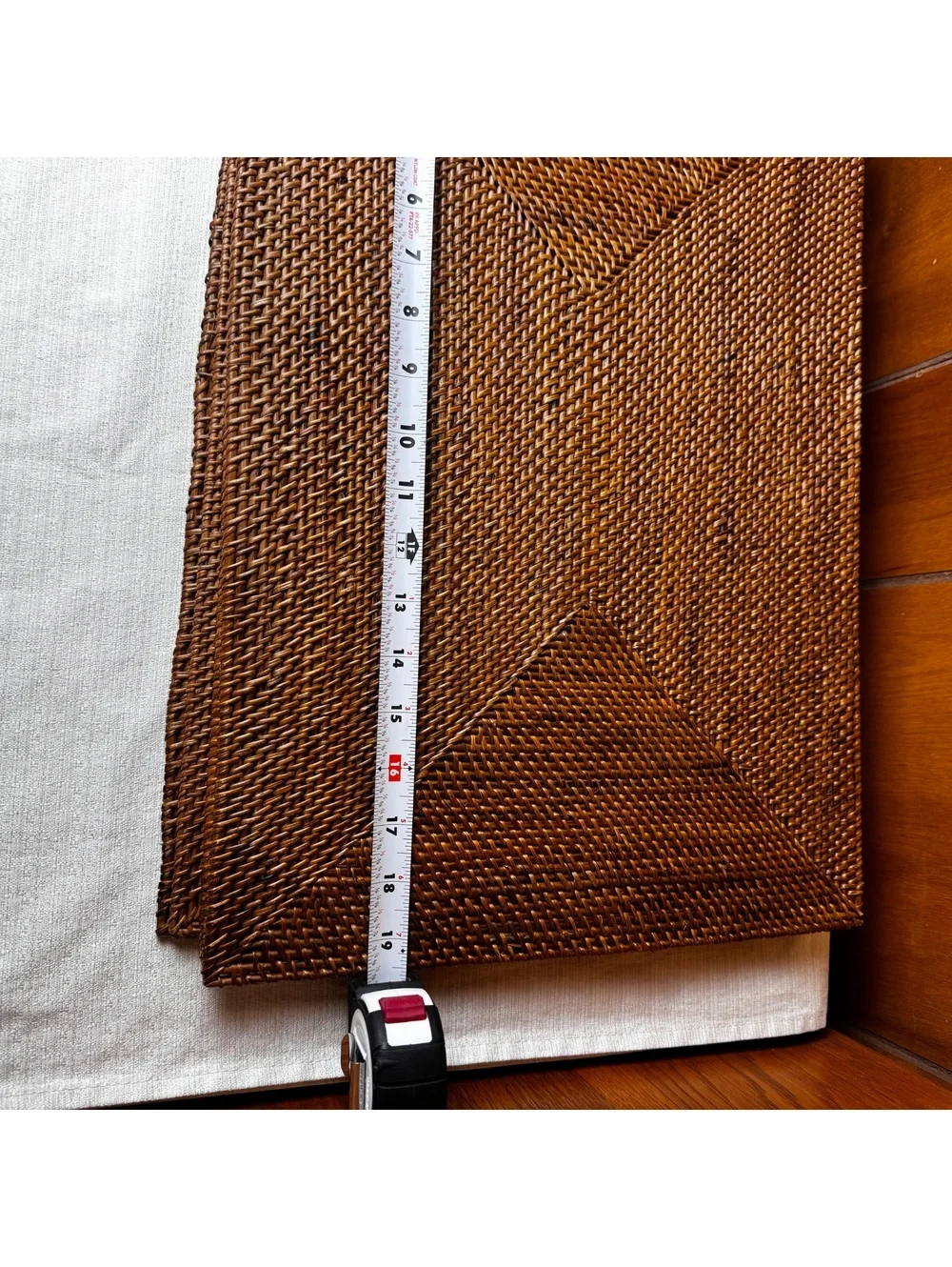 Set of 4 Vintage Woven Rattan Placemats 19.5x14 with 4 Matching Napkin Rings